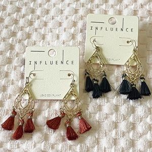 Influence Boho Gold Tone Dangle Tassel Earrings Bundle NWT